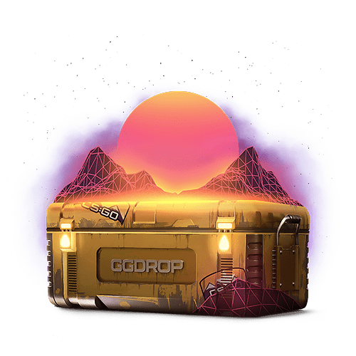 Golden GGDrop case used to illustrate free case and bonus rewards