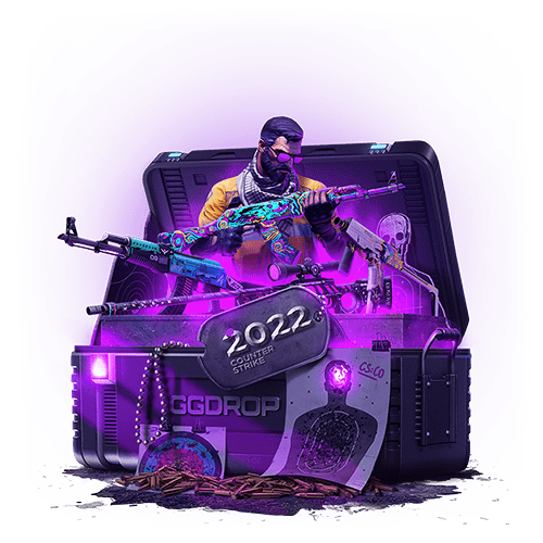 Purple GGDrop case illustrating case opening and platform features